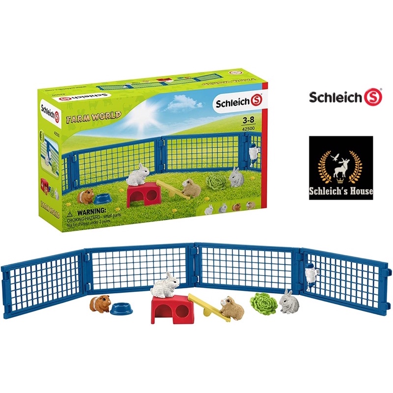 Mô hình động vật Schleich chính hãng Set Thỏ,chuột lang,bọ Guinea Pig và rào đồ chơi 42500 ( New 2020 ) - Schleich House