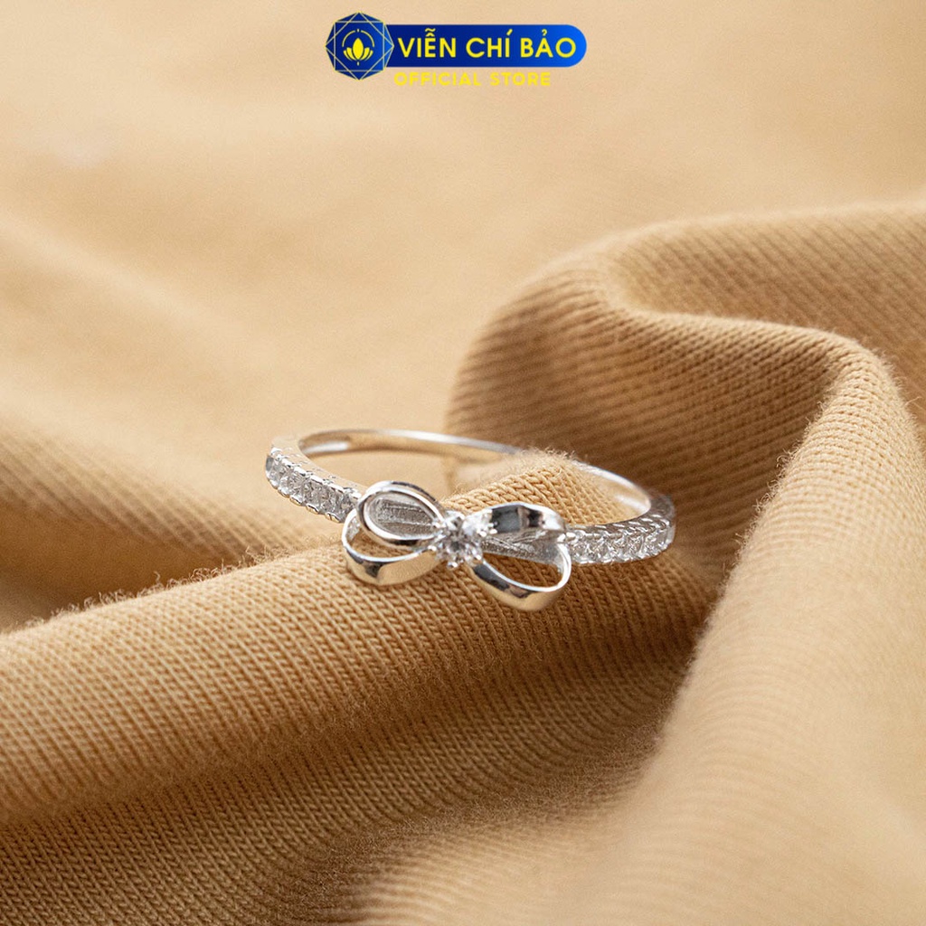 Nhẫn bạc nữ hình nơ viền đá chất liệu bạc 925 thời trang phụ kiện trang sức Viễn Chí Bảo N400876