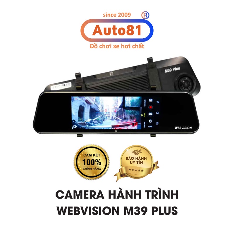 Camera hành trình gắn gương Webvision M39Plus, ghi hình trước sau thumbnail