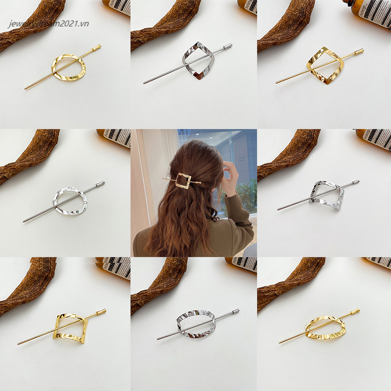 Kẹp tóc kim loại hình học thời trang Hàn Quốc