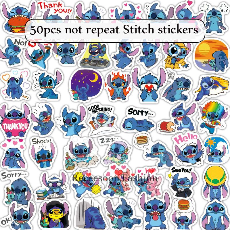 50 miếng dán hình chú chó Stitch dễ thương cho điện thoại , laptop , đàn ghi ta