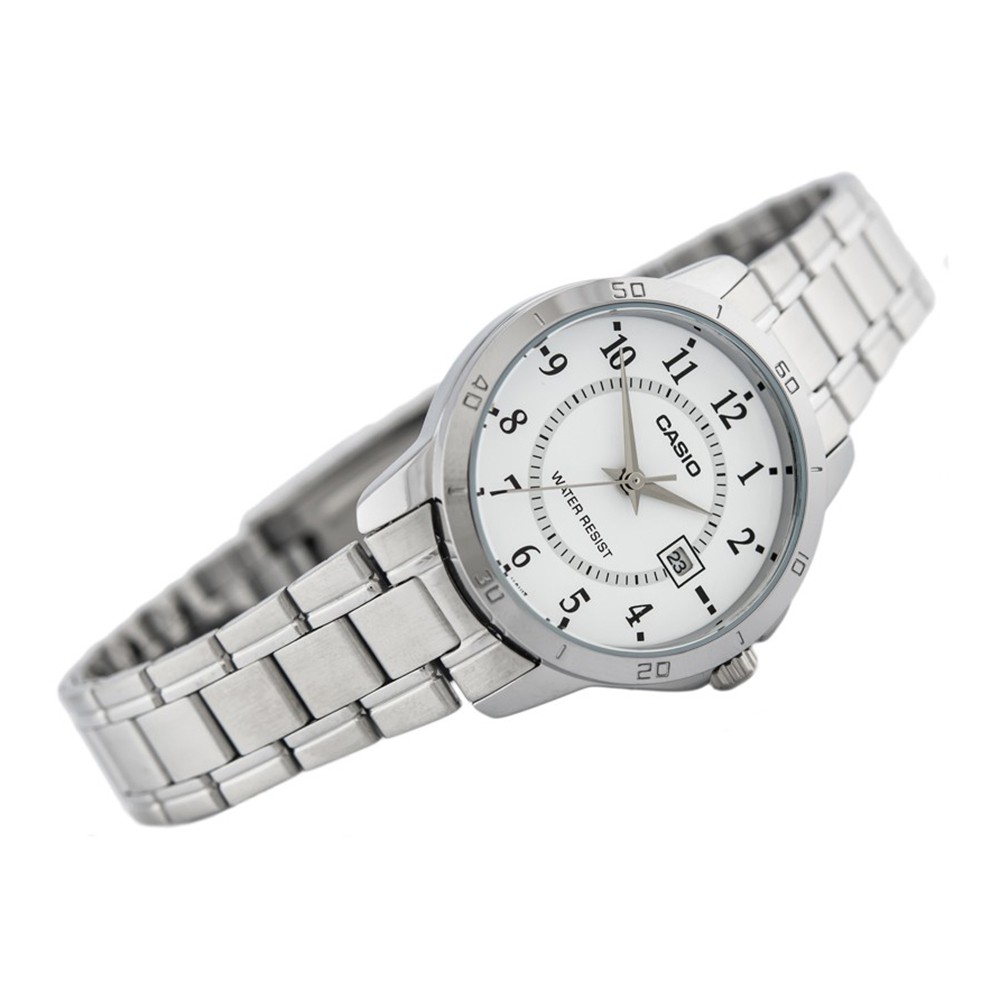 ĐỒNG HỒ NỮ CASIO LTP-V004D-7BUDF Dây kim loại - Mặt số màu trắng