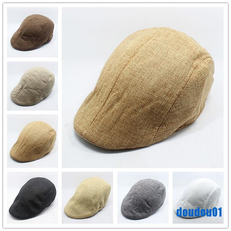 [dou] Mens Vintage Herringbone Flat Cap Peaked Racing Hat Beret Country Golf Newsboy [vn]