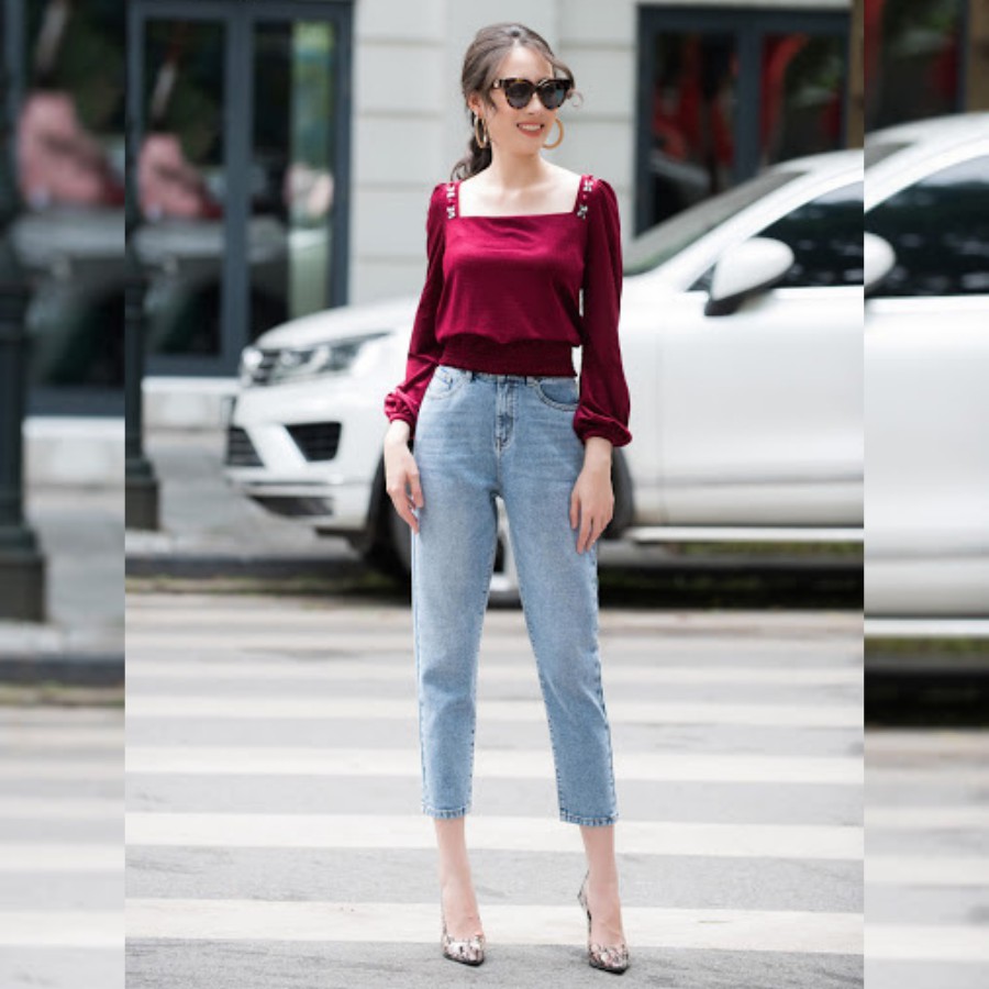 Quần Jean nữ H&H Luxury Dáng Baggy tôn dáng Màu xanh - Jean nữ hàng thiết kế đủ size | BigBuy360 - bigbuy360.vn