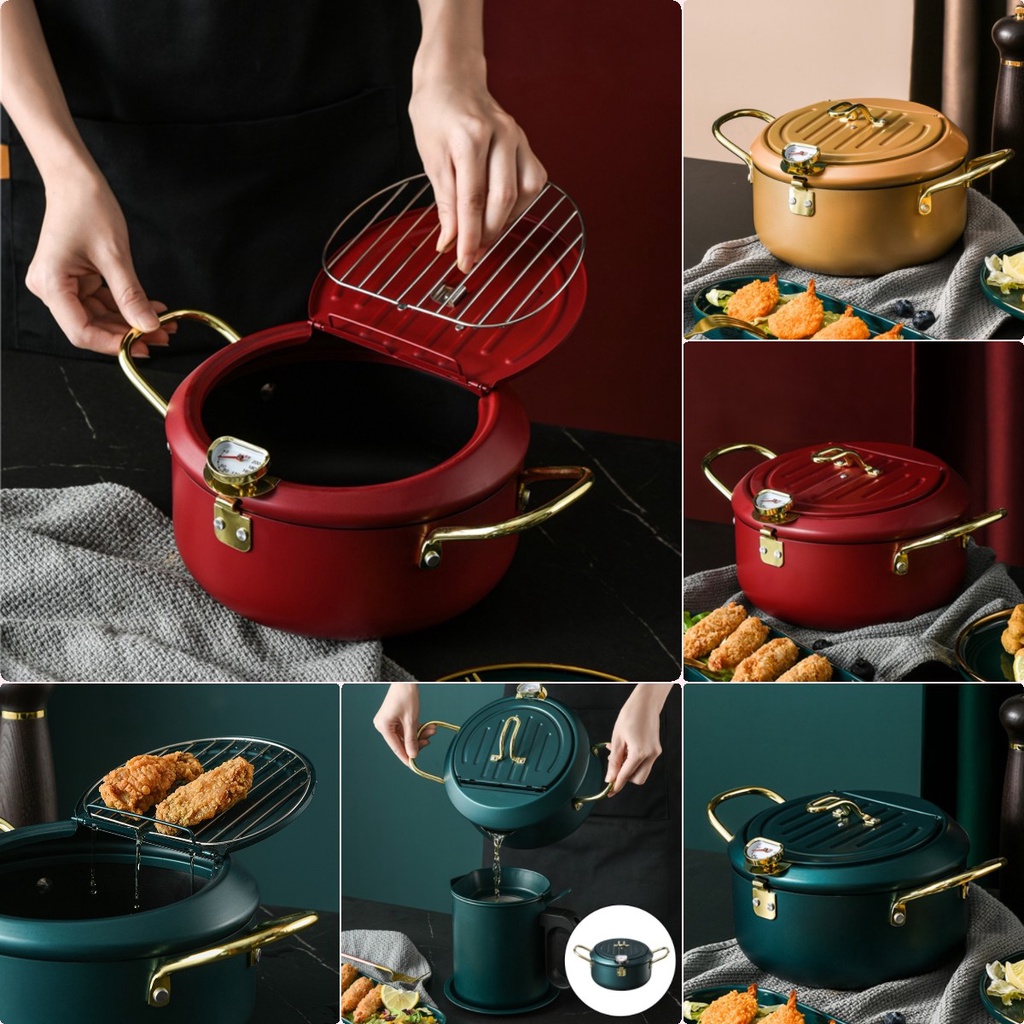 Nồi Chiên Bằng Thép Không Gỉ Hình Tròn Phong Cách Nhật Bản Tiện Dụng Cho Nhà Bếp