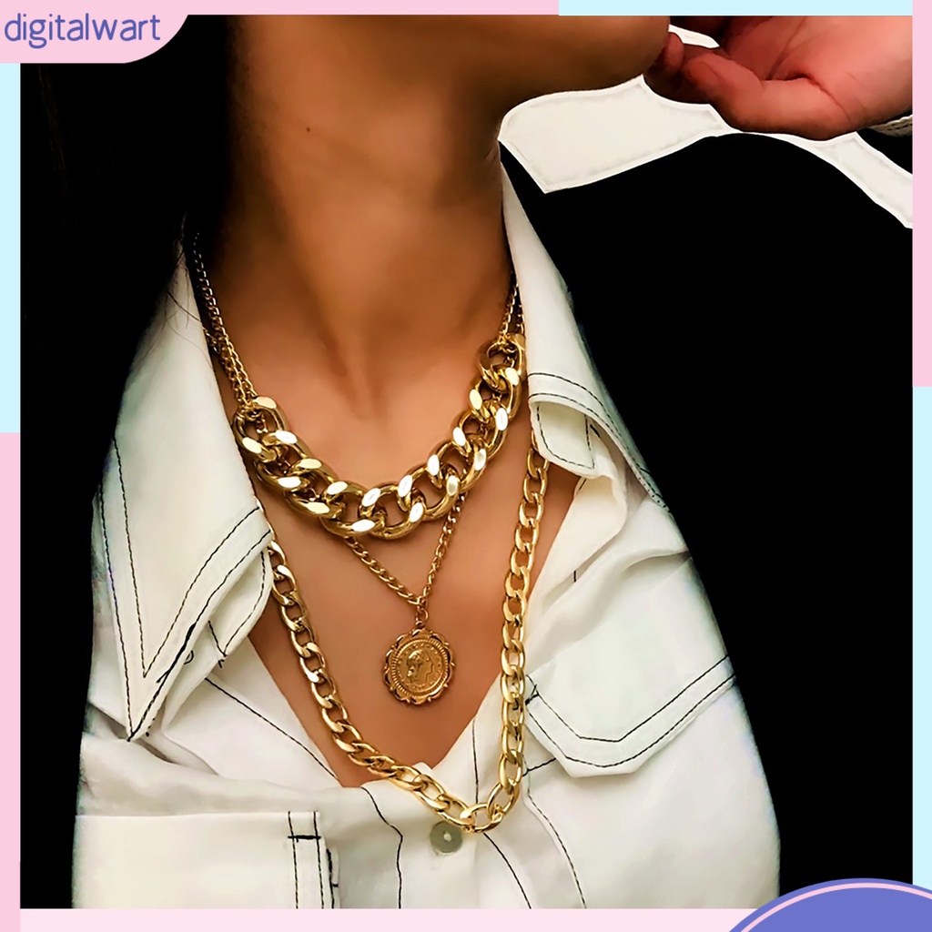 Dây chuyền nữ nhiều lớp mặt khắc chữ QUEEN phong cách hip hop