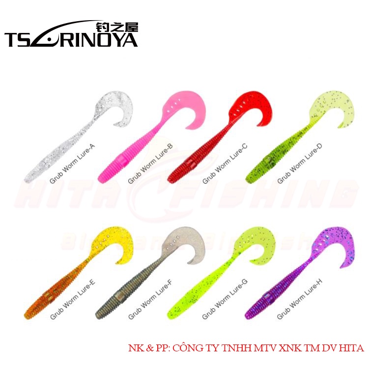 Mồi mềm câu cá lure đuôi cong Tsurinoya Grub Worm hitalure