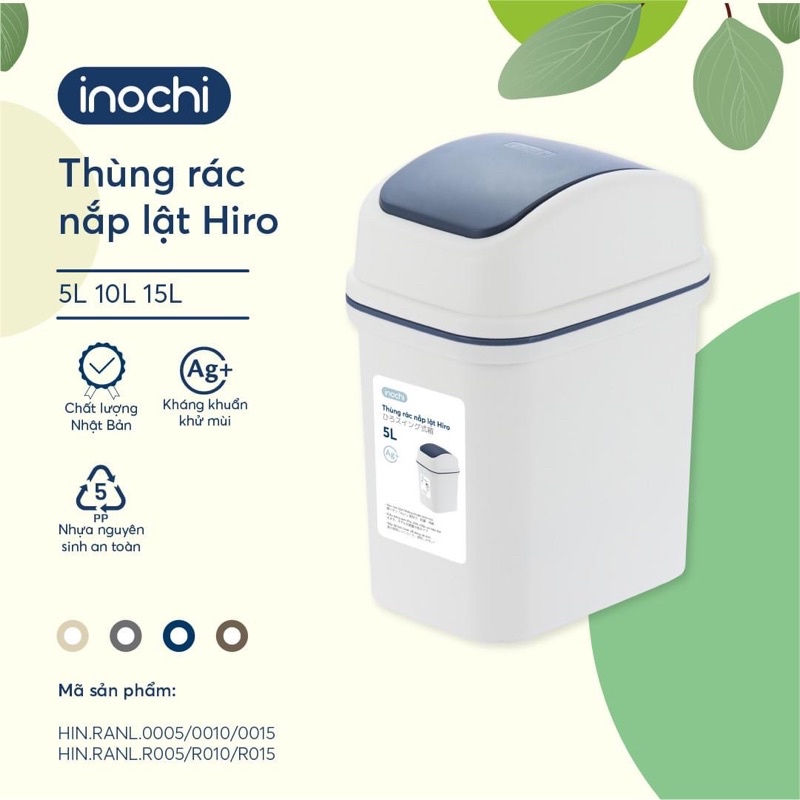Thùng Đựng Rác Nắp Lật, Sọt Rác Nhựa Inochi Cao Cấp, Túi Rác Tự Hủy Nhiều Dung Tích
