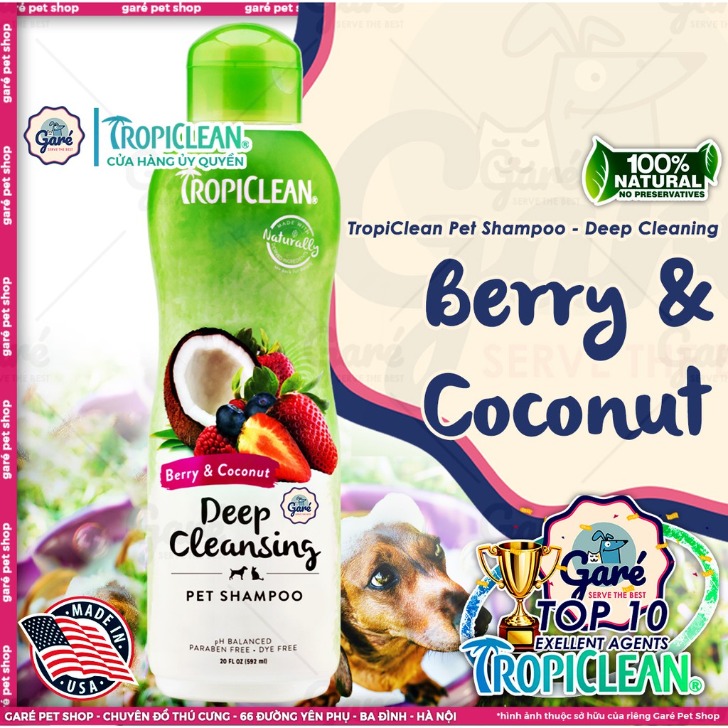 Mới! - 592ml Sữa tắm TropiClean Grooming dành cho Chó Mèo thiên nhiên - TropiClean Grooming Shampoo