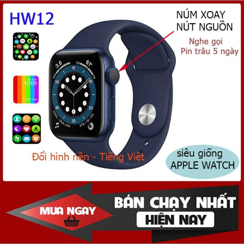 Đồng Hồ Thông Minh HW12 Cao Cấp có Tiếng Việt, Nghe Gọi, Thay Hình Nền, Cảm Ứng Siêu Mượt