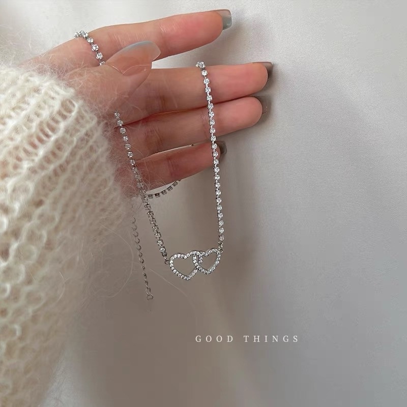 Vòng cổ Hình Trái Tim Đính Đá Thời Trang Cho Nữ