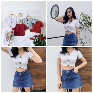 [ Inbox trước để chọn màu] Áo Crop top thun gân , thun trơn xinh xắn Shine Clothing