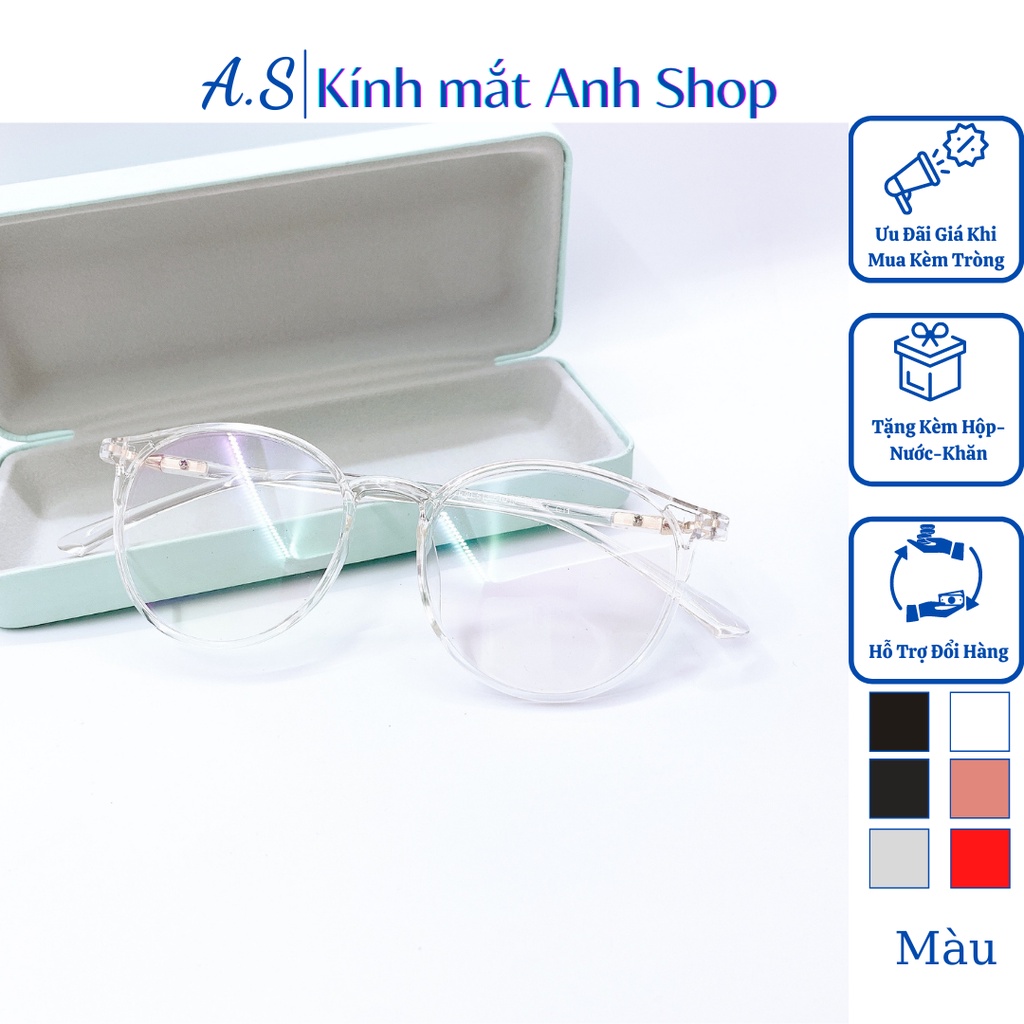 Kính tròn to nam nữ kiểu dáng thanh mảnh dễ phù hợp với nhiều khuôn mắt chất liệu nhựa dẻo 513