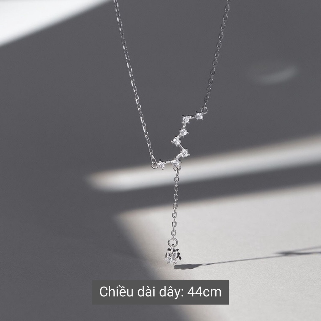 Dây chuyền bạc nữ vòng cổ bạc hình ngôi sao thả đính đá lấp lánh-AURASILVER-DC22