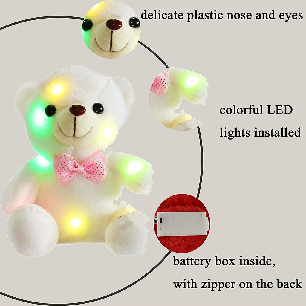 Cute Plush Toys For Girls Baby LED Light Up Stuffed Light Bear Kids Xmas Gif