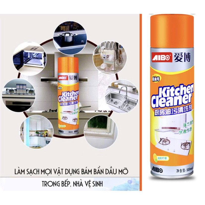 Bình Xịt Tẩy Bếp, Xịt Bọt Tuyết, Tẩy Dầu Mỡ, Tẩy Vết Bẩn Kitchen Cleaner 500ml Tiện Dụng, Đa Năng