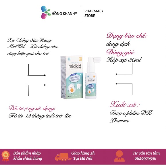 Xịt đánh bay sâu răng Midkid 30ml