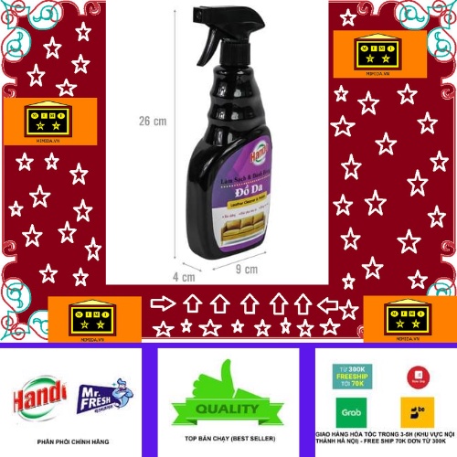 Chai xịt làm sạch và đánh bóng đồ da, túi da, ghế da, ví da, áo da, giày da, sofa da Hando 600ml