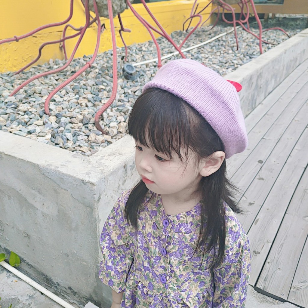 Mũ Beret Màu Trơn Thời Trang Hàn Quốc Cho Bé