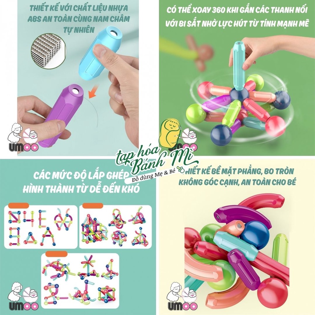 Đồ chơi Bộ xếp hình nam châm từ tính Umoo 36 và 42 chi tiết