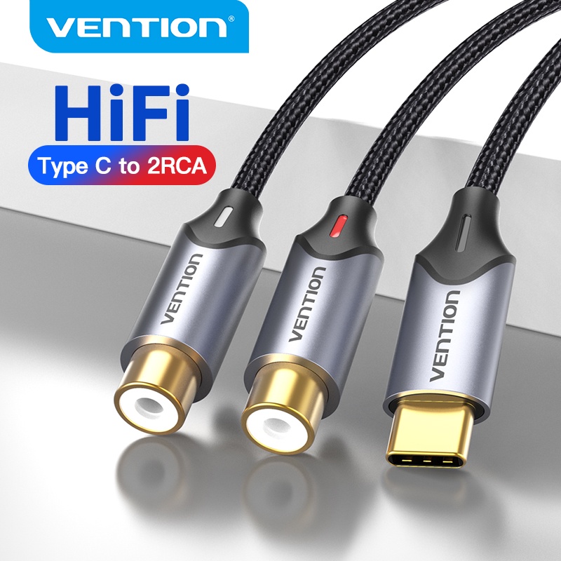 Cáp chuyển đổi âm thanh cổng Type C đến 2RCA Vention dành cho loa âm thanh