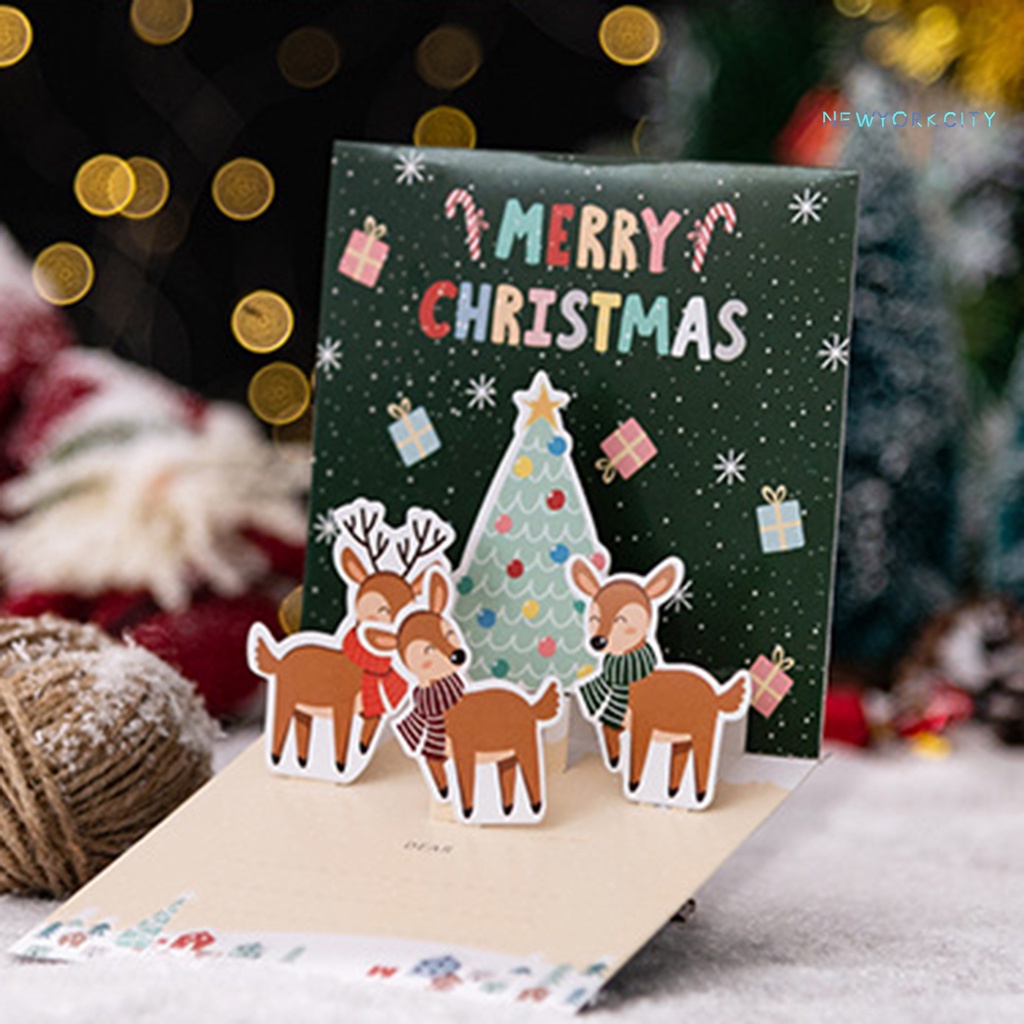 1 Bộ Thiệp Chúc Mừng Giáng Sinh 3D Bằng Giấy In Họa Tiết Phong Cách Giáng Sinh Quyến Rũ