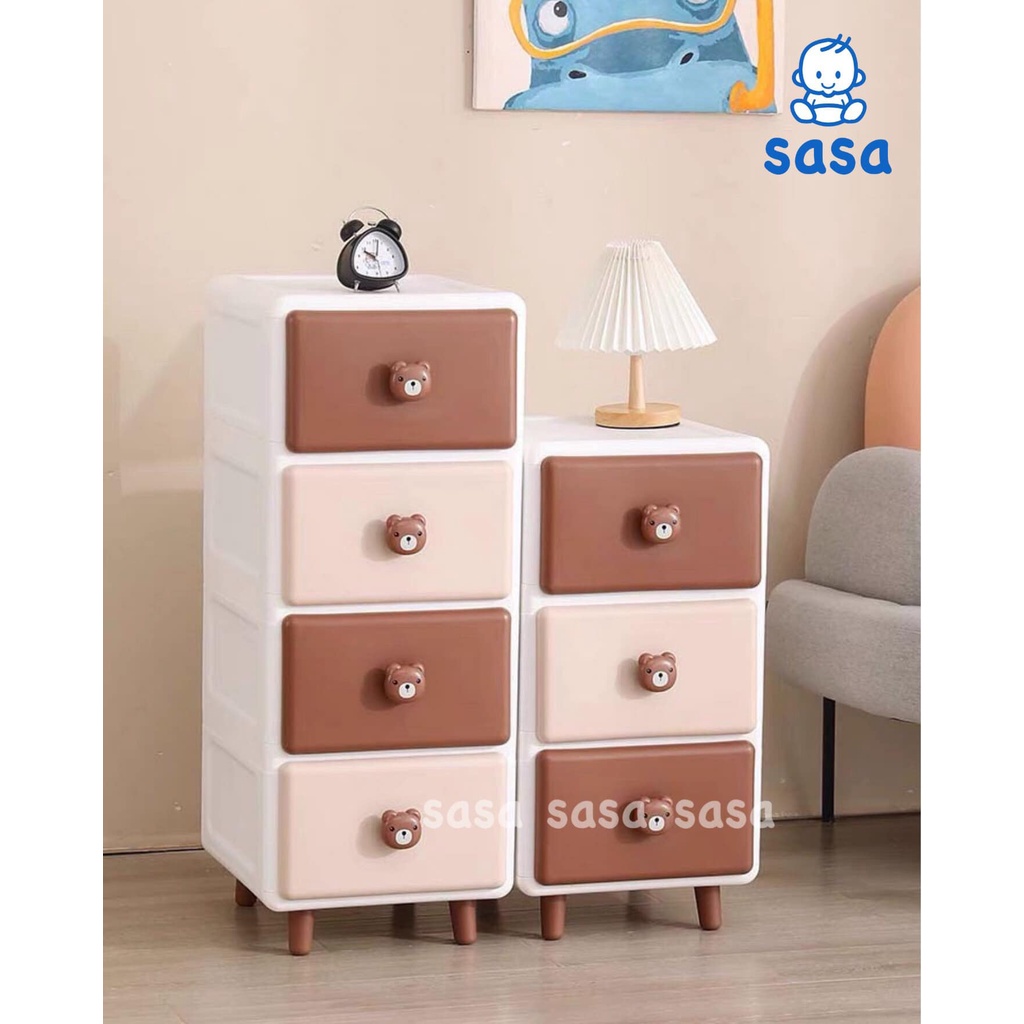 Tủ ngăn kéo nhiều tầng gấu Brown &amp; Cony có cả 3 - 4 - 5 tầng - Kệ tủ đựng đồ chơi, quần áo, vật dụng cho bé