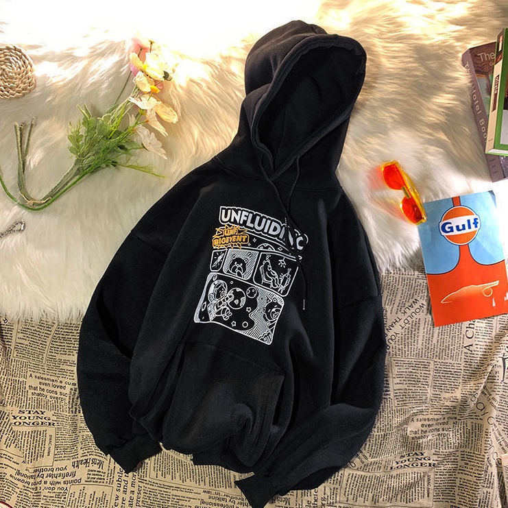 Áo khoác hoodie dáng rộng thiết kế trẻ trung cho các cặp đôi