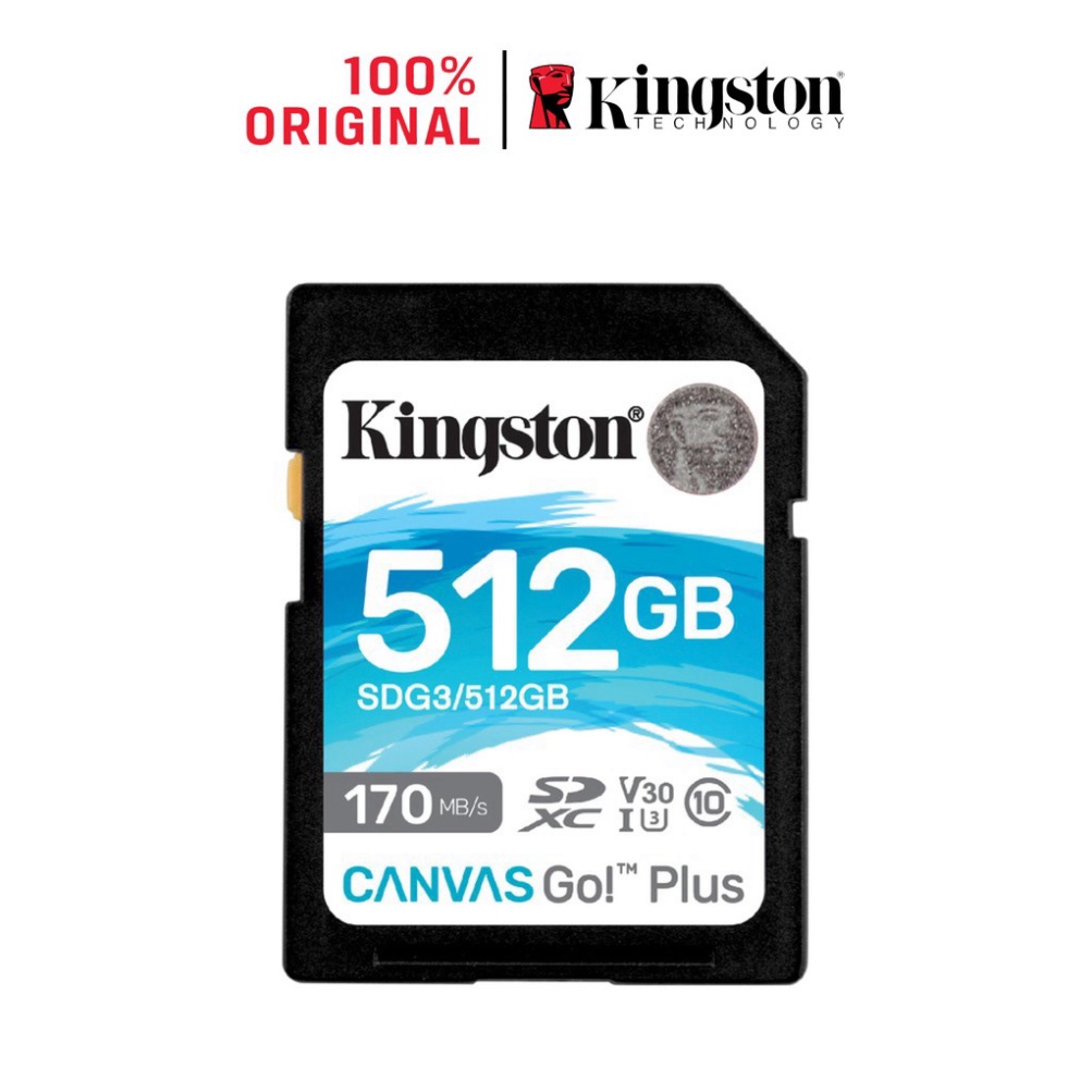 Thẻ nhớ Kingston Canvas Go Plus SD 512GB cho thiết bị di động Android, camera, flycam và sản xuất video 4K SDG3/512G