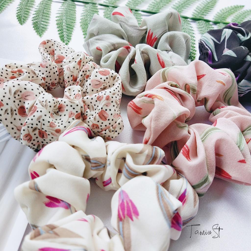 Scrunchies - Cột tóc scrunchie vải hoa Tulip