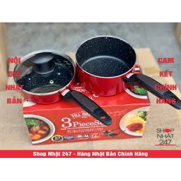 Set 2 nồi chảo 16cm kèm nắp đậy dung trên mọi loại bếp Nhật Bản