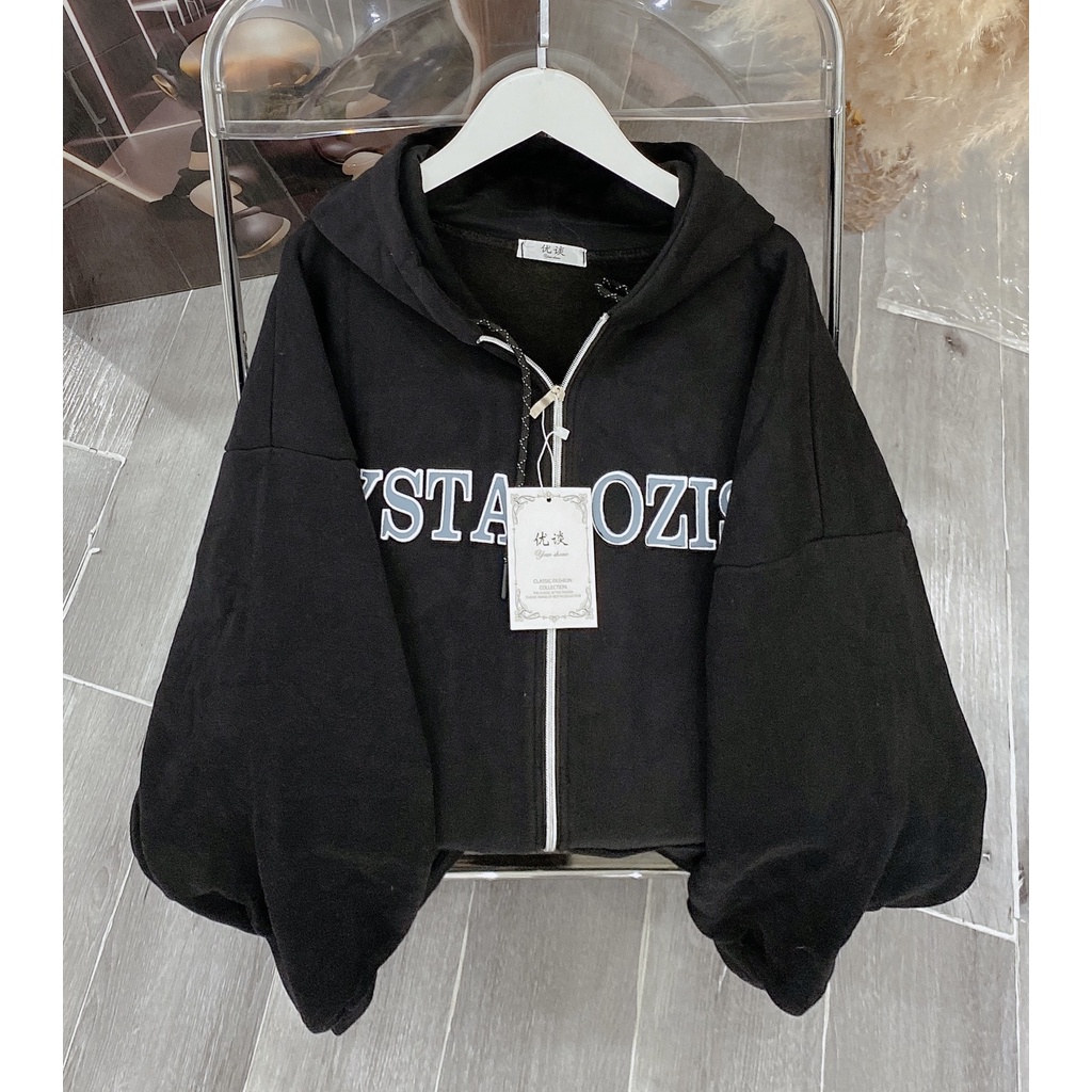 Khoác Nỉ Nam Nữ Mũ Rộng Form To Chữ YST Mũ 2 Lớp Unisex Tay Bồng Basic