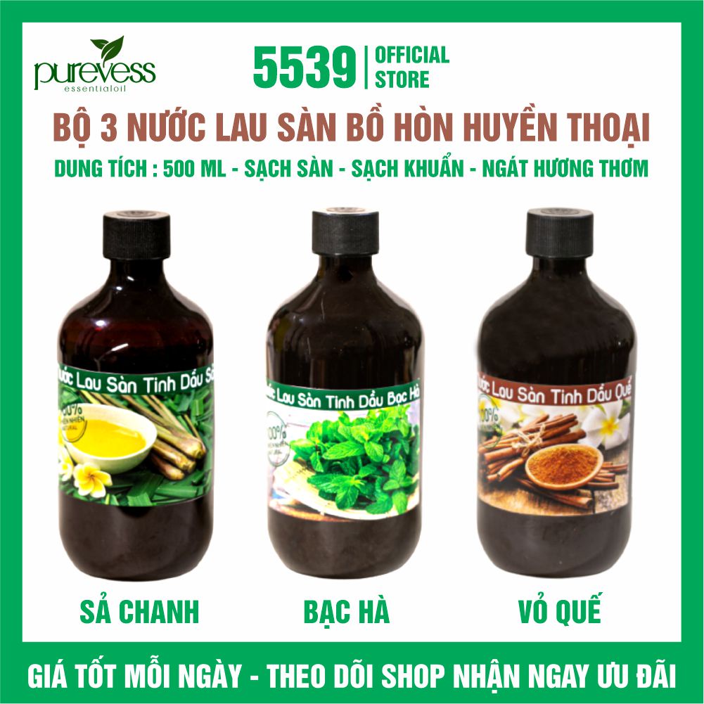 Nước lau sàn sả chanh Purevess 500 ml đánh bay mọi vết bẩn, đuổi muỗi, thơm phòng, tốt cho sức khỏe - Shop 5539