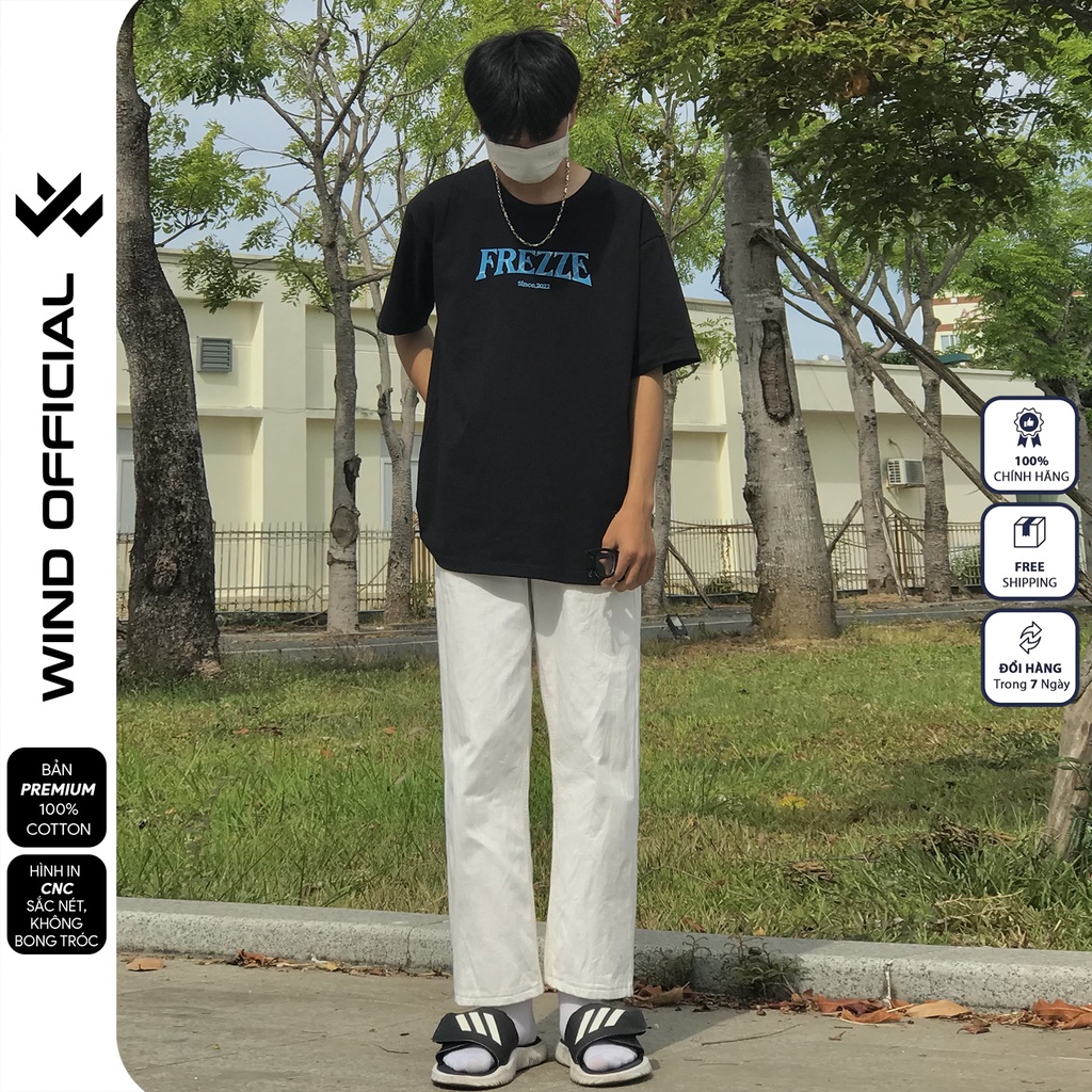 Áo thun tay lỡ unisex WIND phông form rộng 65% cotton ICE nam nữ oversize ulzzang