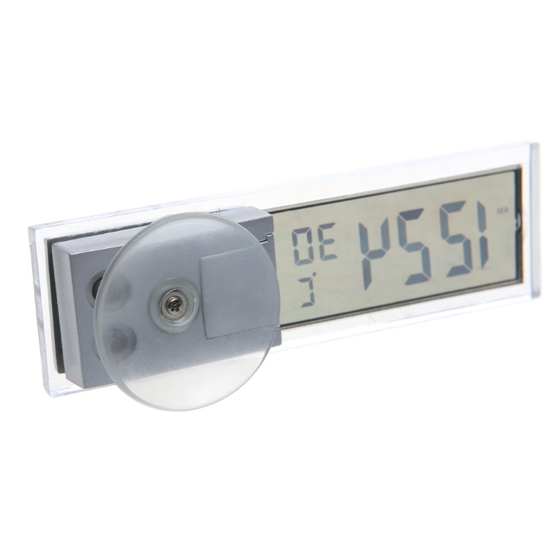 Đồng hồ điện tử mini màn hình LCD 2 trong 1 + nhiệt kế + giác hút cho xe ô tô / xe tải