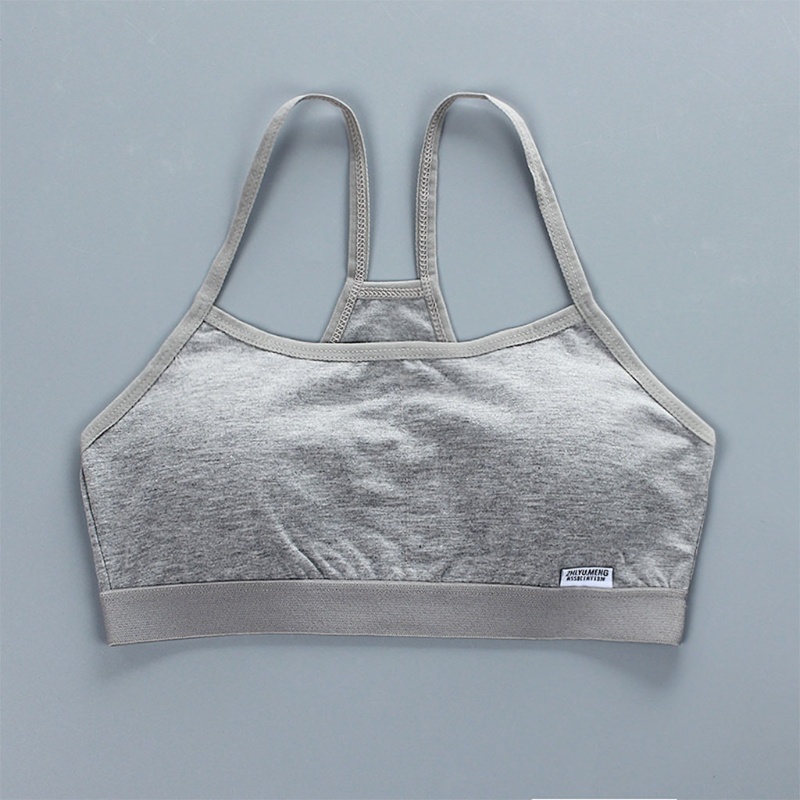 Áo lót hai lớp màu trơn in chữ có đệm ngực cho bé gái