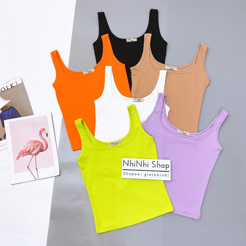 Áo thun ba lỗ hai dây nhỏ tôn dáng croptop, Áo ba lỗ dáng ôm form ngắn CS0908 - NhiNhi Shop