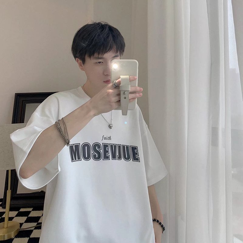 Áo Thun Tay Ngắn Cổ Tròn Dáng Rộng In Chữ Thời Trang Mùa Hè Cho Nam Giới [M-8XL]