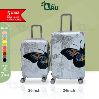 Vali du lịch Gấu 194 Valy kéo hành lý nhựa ABS+PC bền bỉ, size 20inch & 24inch - Bươm Bướm