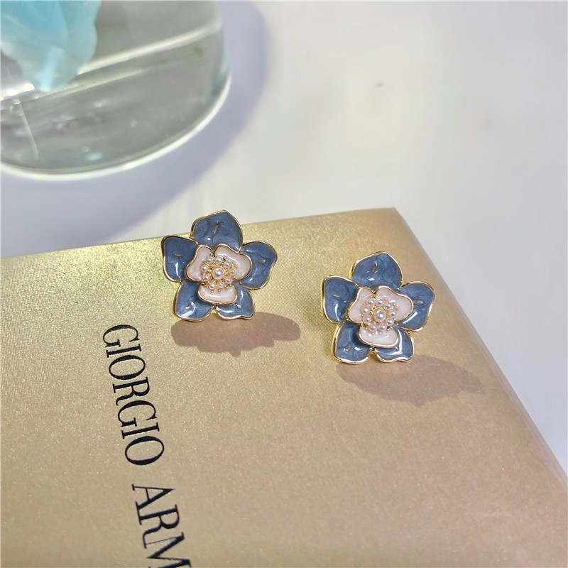 Khuyên tai kẹp không bấm lỗ chốt điều chỉnh K060 bằng hợp kim mạ vàng hình bông hoa dáng ngắn Leous Accessories