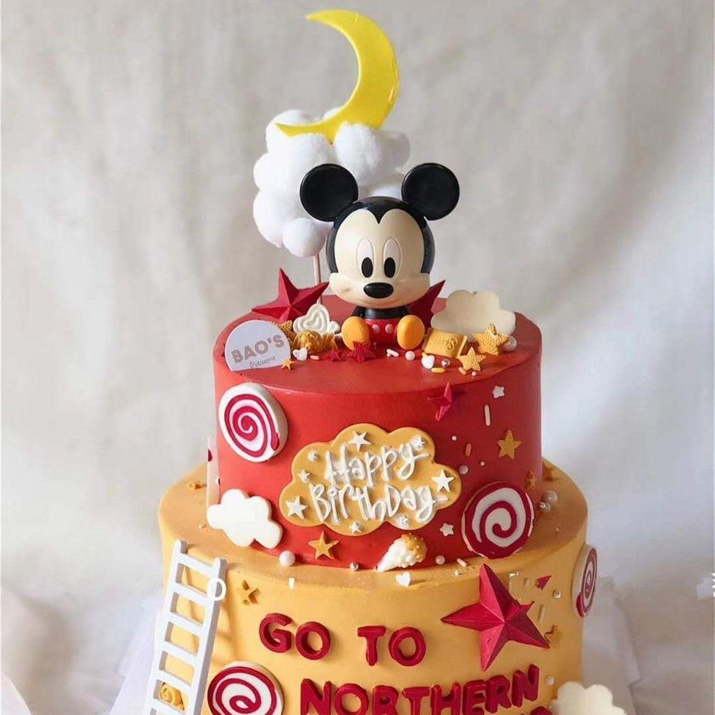 PATRICIA 1 Cặp Que Cắm Trang Trí Bánh Kem Hình Chuột Mickey Minnie