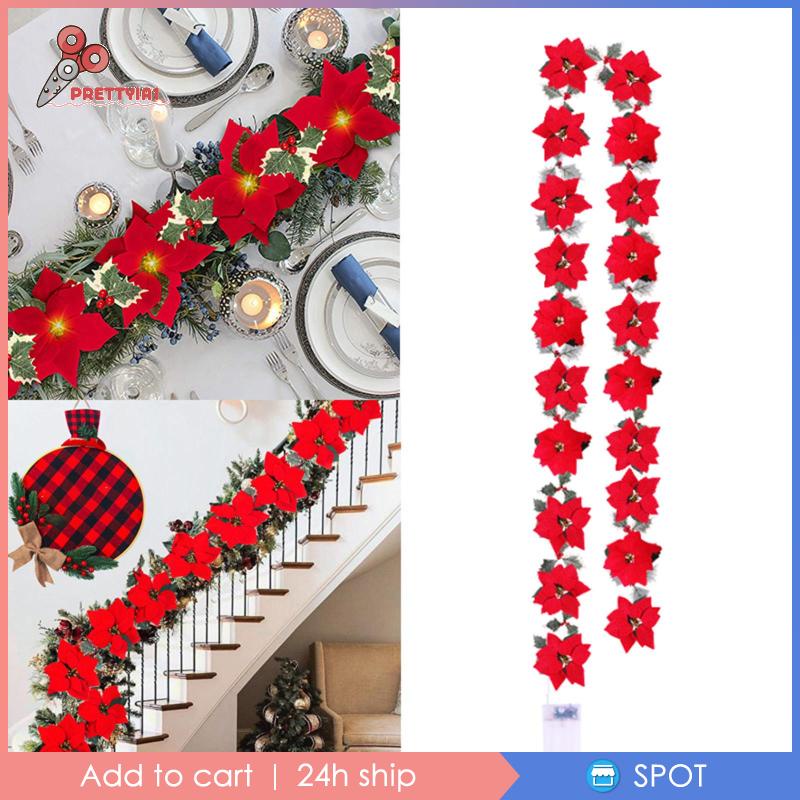 [Prettyia1] Dây Đèn LED 2m Hình Bông Hoa Trang Trí Giáng Sinh