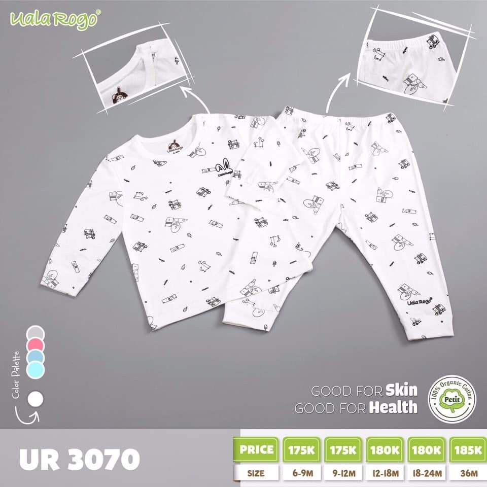 Bộ dài tay peptit Ualarogo UR3070 cao cấp, bộ cài vai họa tiết