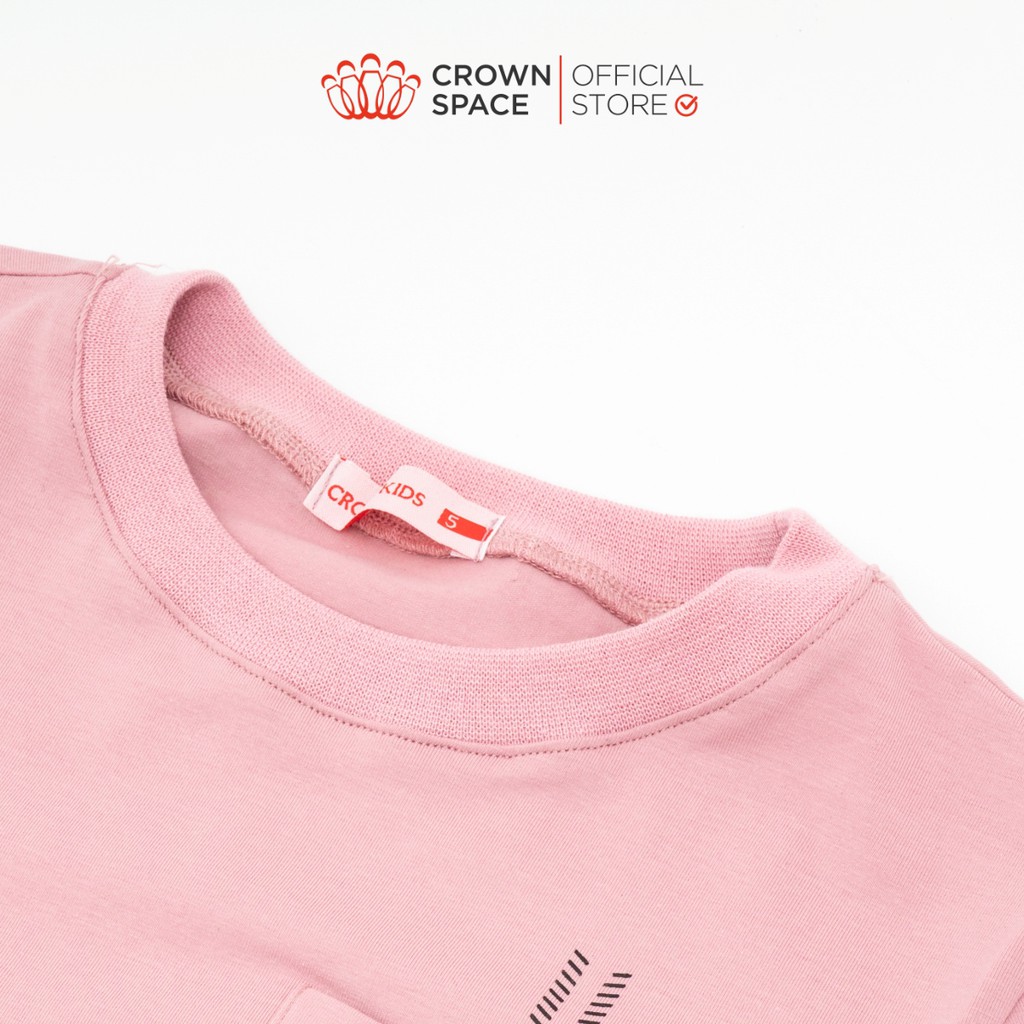 Áo Phông Bé Trai Màu Hồng Crown Kids Fashion CKBS2110707.P TShirt Vải Cotton Thoáng Mát Từ Size 5-10