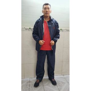 Bộ quần áo mưa vải dù chống thấm 2 khóa cao cấp.