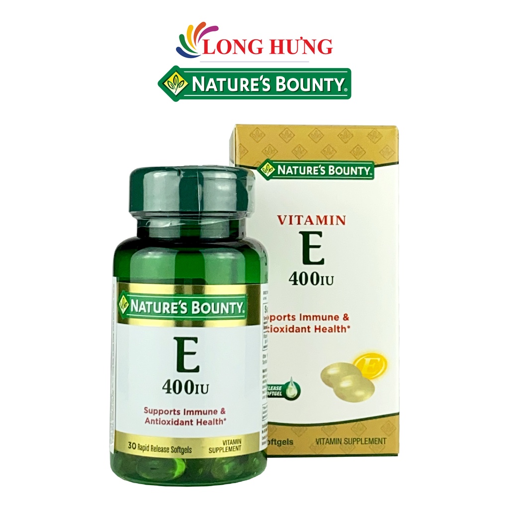 Viên uống Nature's Bounty Vitamin E 400IU hỗ trợ làm đẹp da (30 viên)