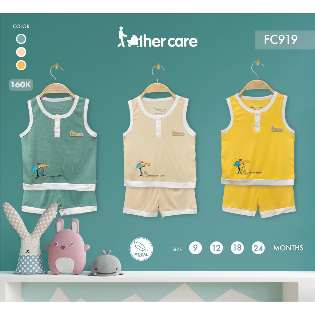 Bộ Quần áo trẻ em FatherCare Ba lỗ Nẹp trụ - Gấu &amp; Cây FC919