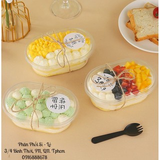 Hộp Nhựa Oval Trong Đựng Bánh Tiramisu, Mousse