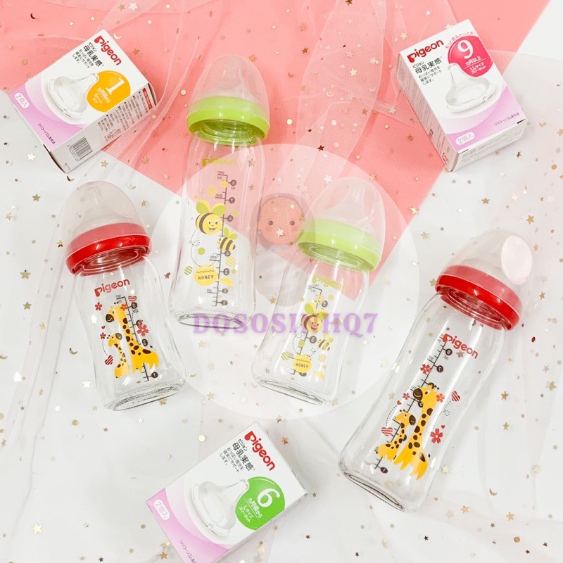 BÌNH SỮA THUỶ TINH PIGEON PLUS 160ML / 240ML