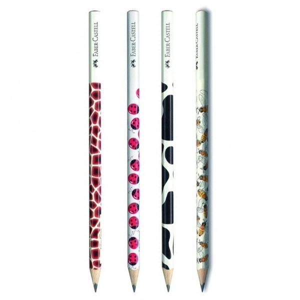 Bộ 4 Bút Chì Đen Assorted Motif Faber-Castell-118364P (Bee + Cow + Giraffe + Lady Bug)